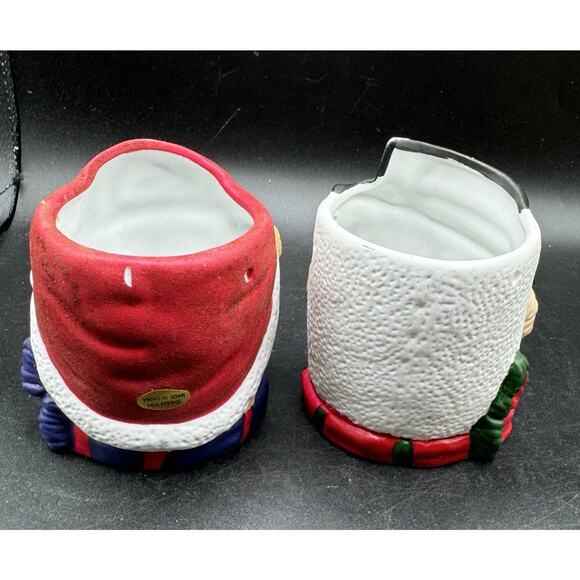 2 Vtg Christmas Snowman & Teddy Bear Bisque Porcelain Candy Bowls Or Planter S1L - Picture 8 of 11